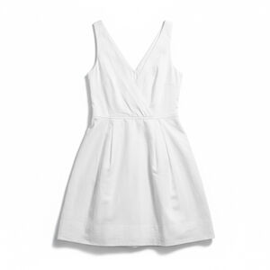 J. Crew White Cotton V-Neck Sleeveless Fit & Flare Dress NWT Sz 10